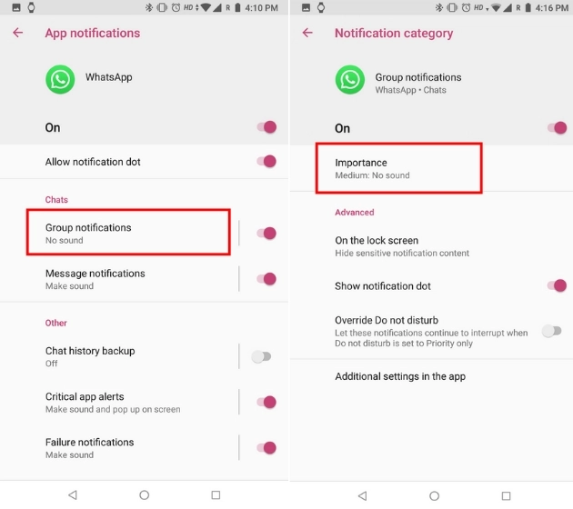 Assign different priority and sound to different notifications.