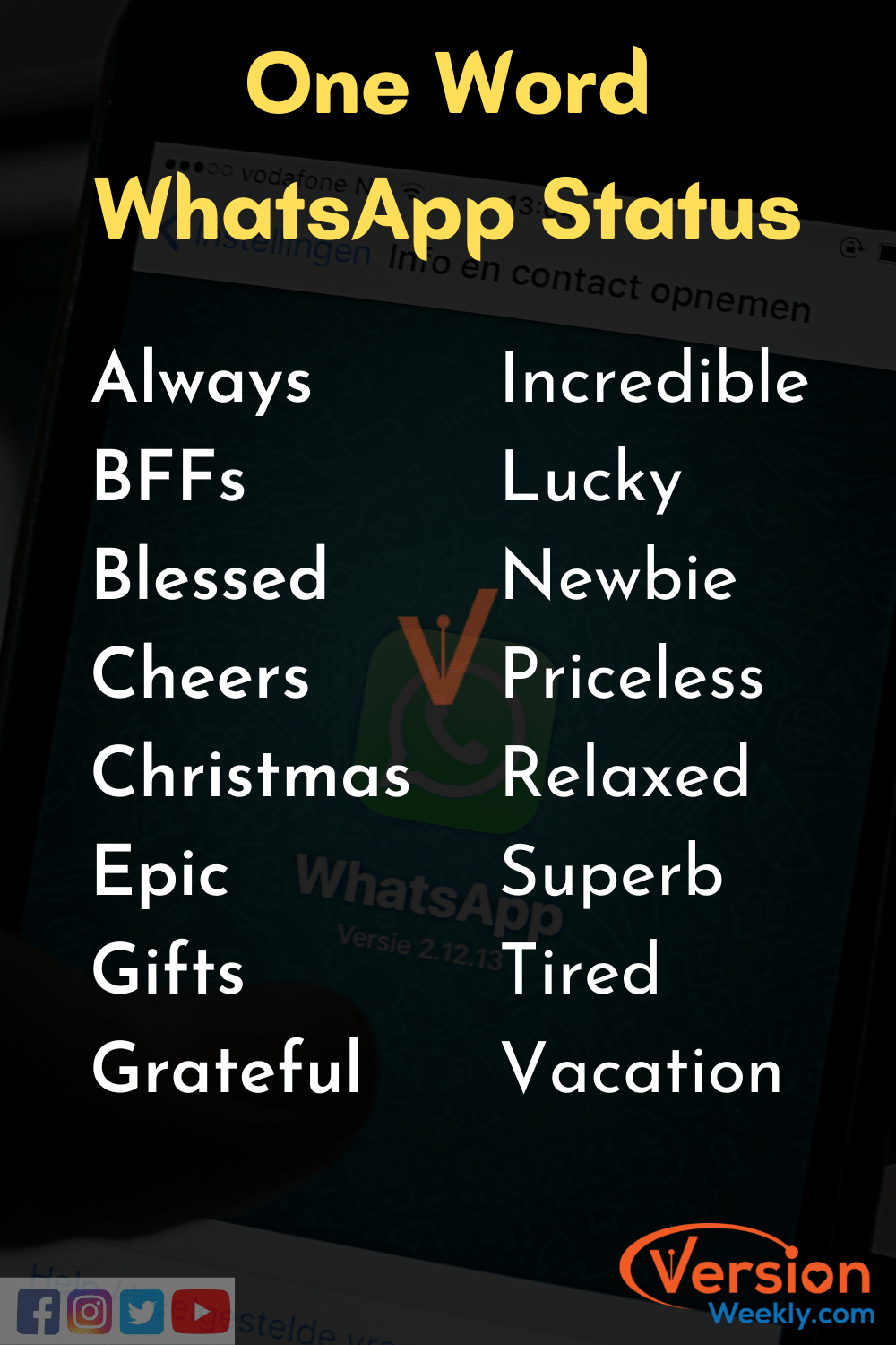 One word captions for Whatsapp Status
