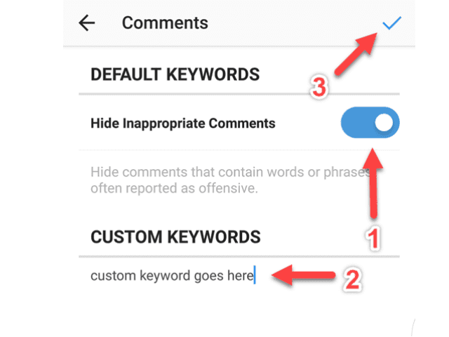 click on hide option to avoid spam insta comments
